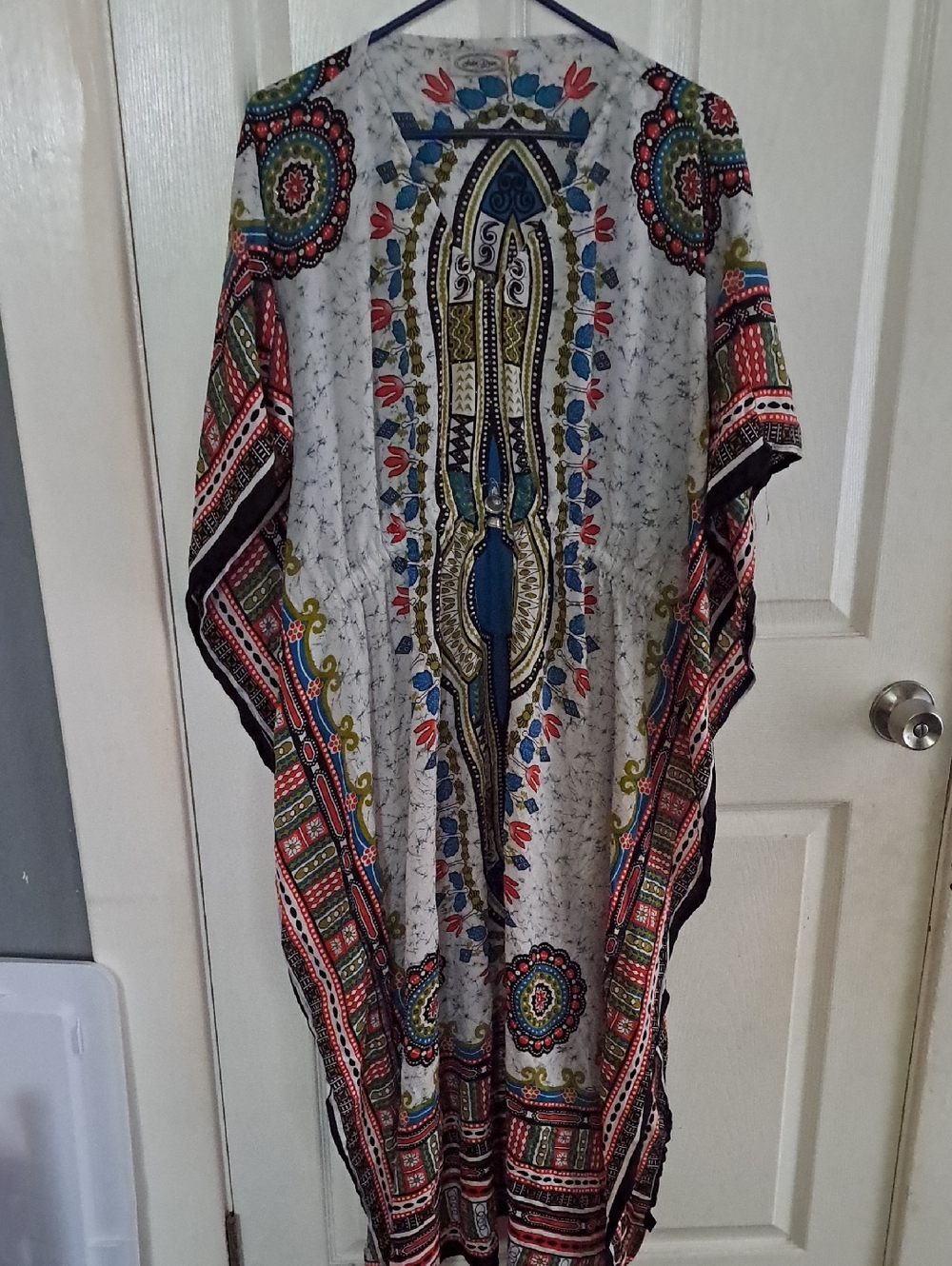 Printed Boho Swim Coverup Kaftan - Multicolor
